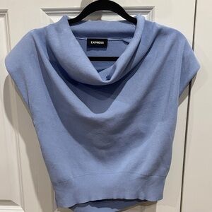 Express Women's Light Blue Cowl Neck Sweater